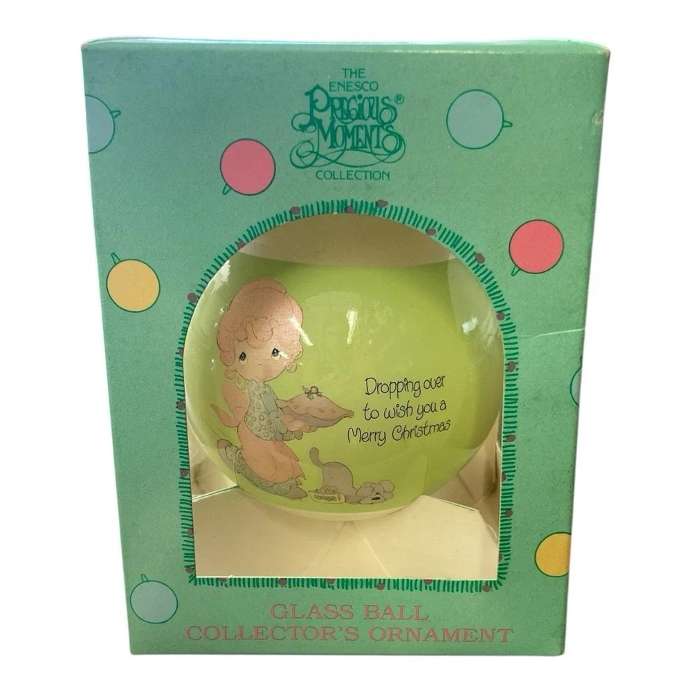 Dropping Over To Wish You Precious Moments Collection Enesco Glass Ornament